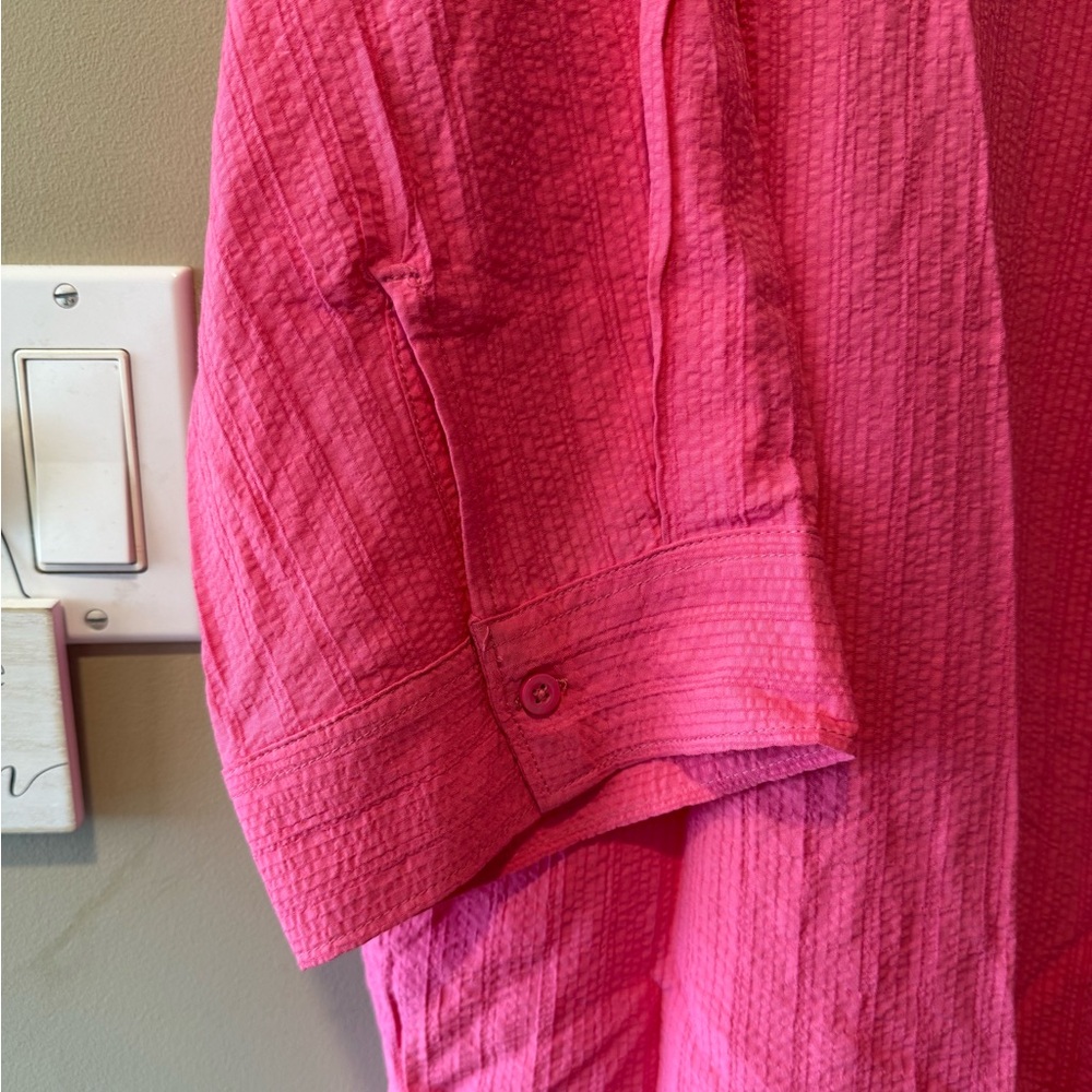 Basic Editions Bright Pink Button-Down Top - Picture 10 of 14